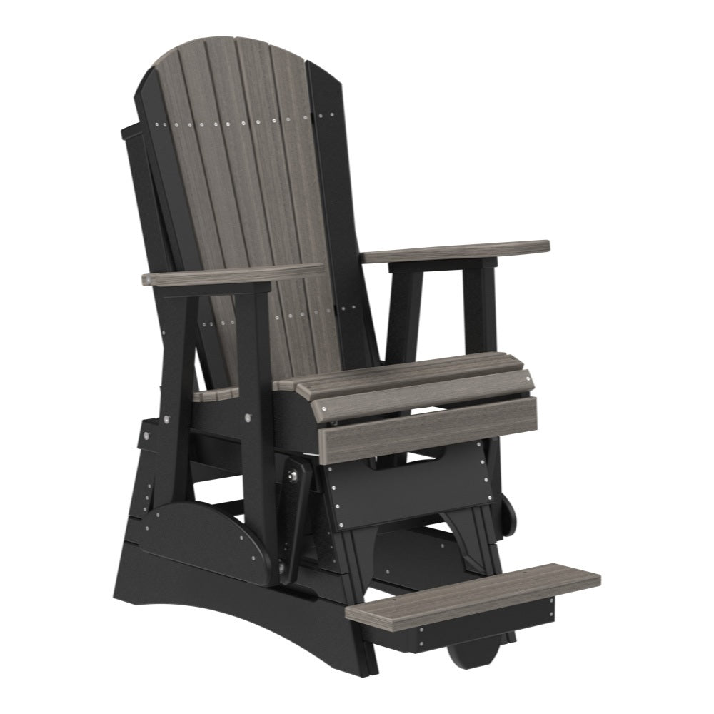 This is the Coastal Gray and Black colored Adirondack glider chair on a white background.