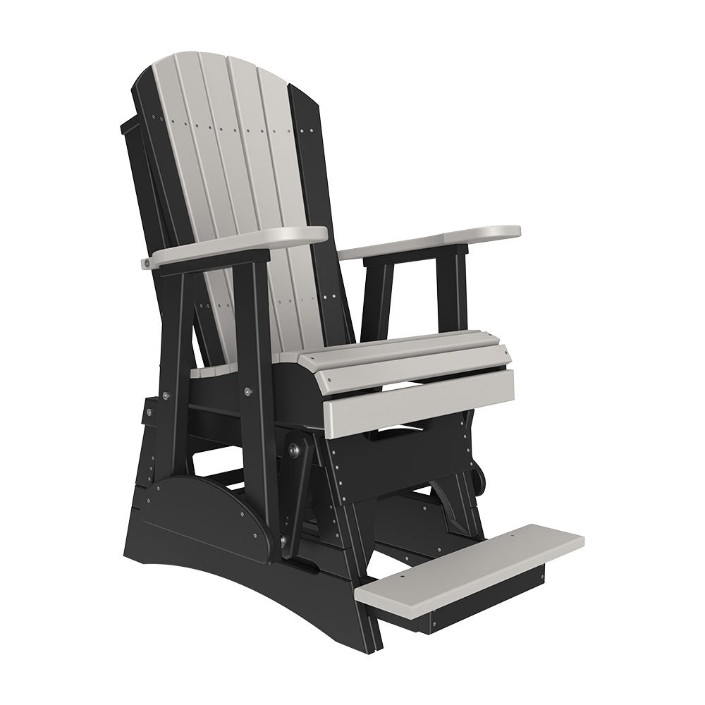 This is the Dove Gray and Black colored Adirondack glider chair on a white background.