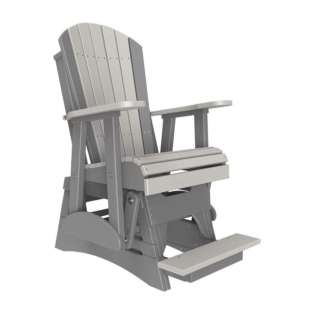 This is the Dove Gray and Slate colored Adirondack glider chair on a white background.