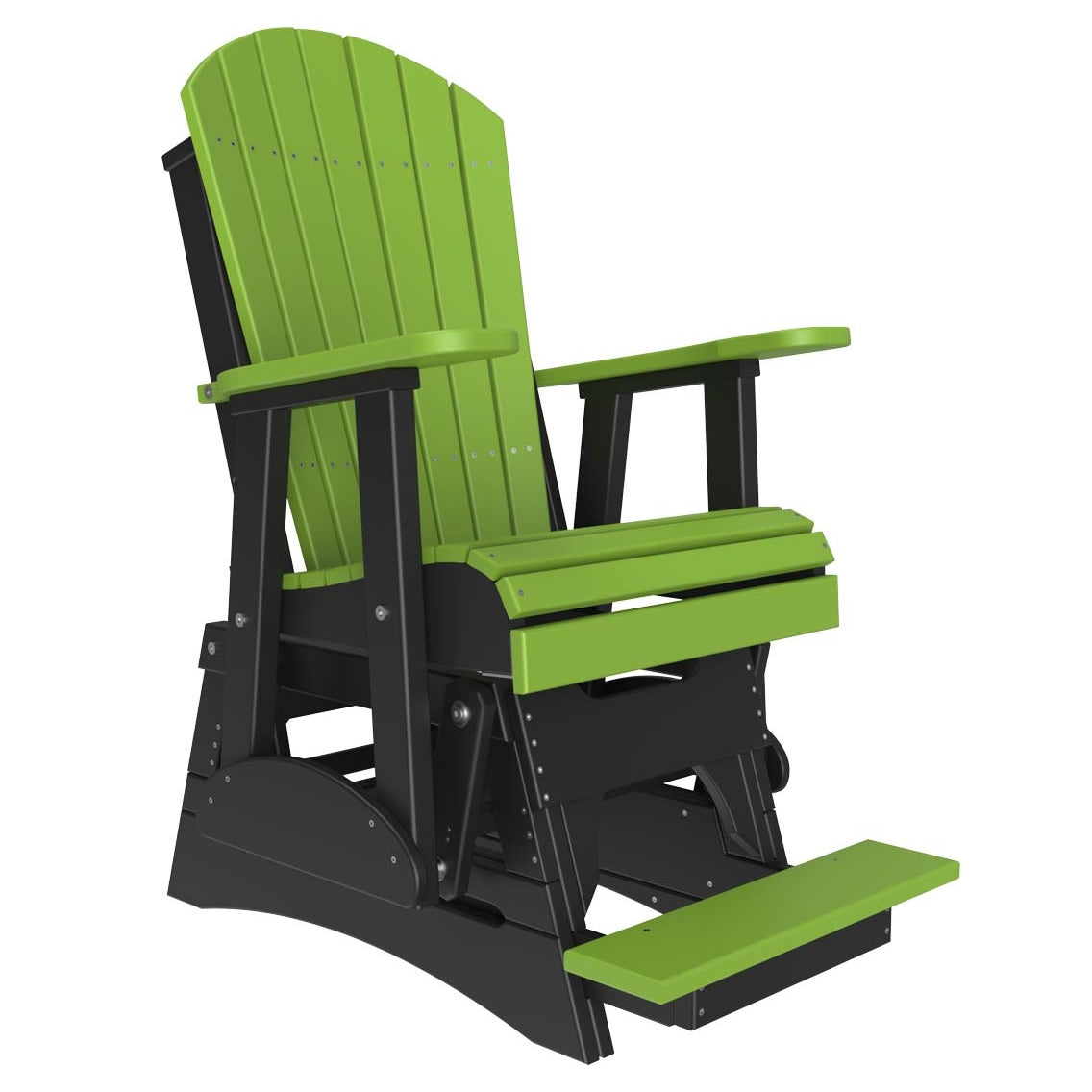This is the Lime Green and Black colored Adirondack glider chair on a white background.