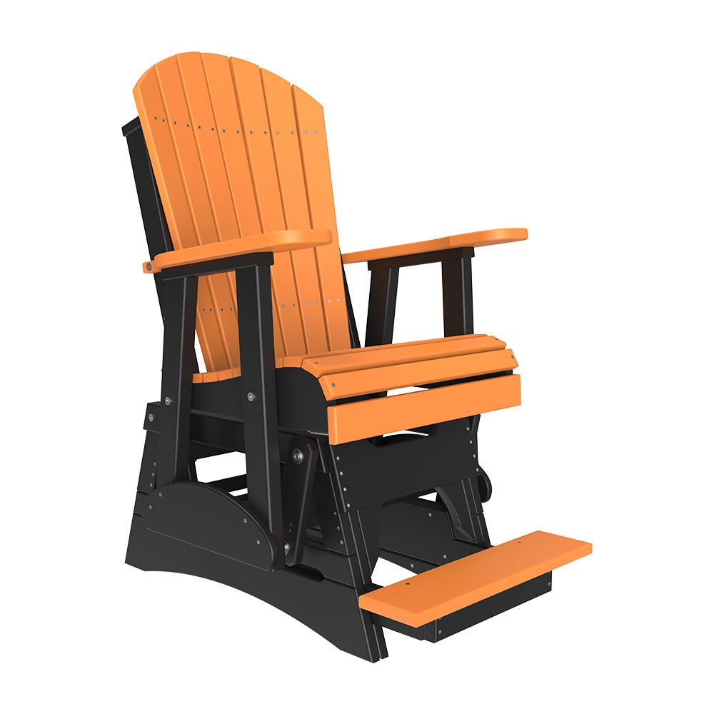 This is the Tangerine and Black colored Adirondack glider chair on a white background.