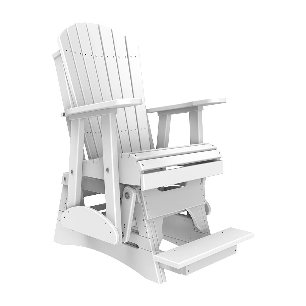 This is the White colored Adirondack glider chair on a white background.