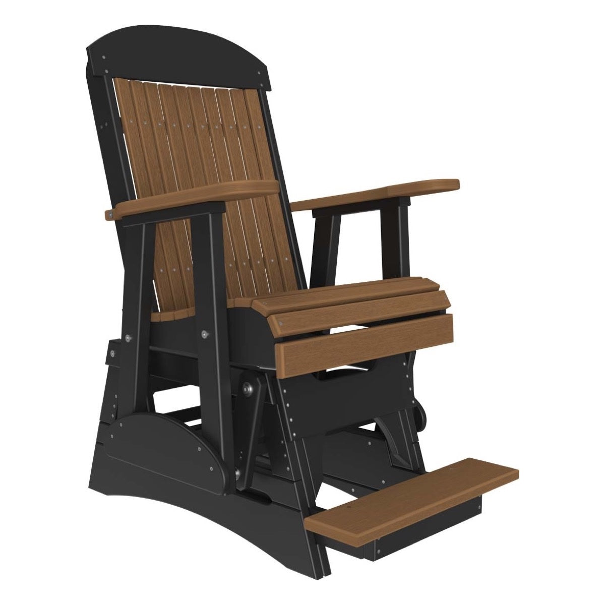 This is the Antique Mahogany and Black colored balcony glider chair on a white background.