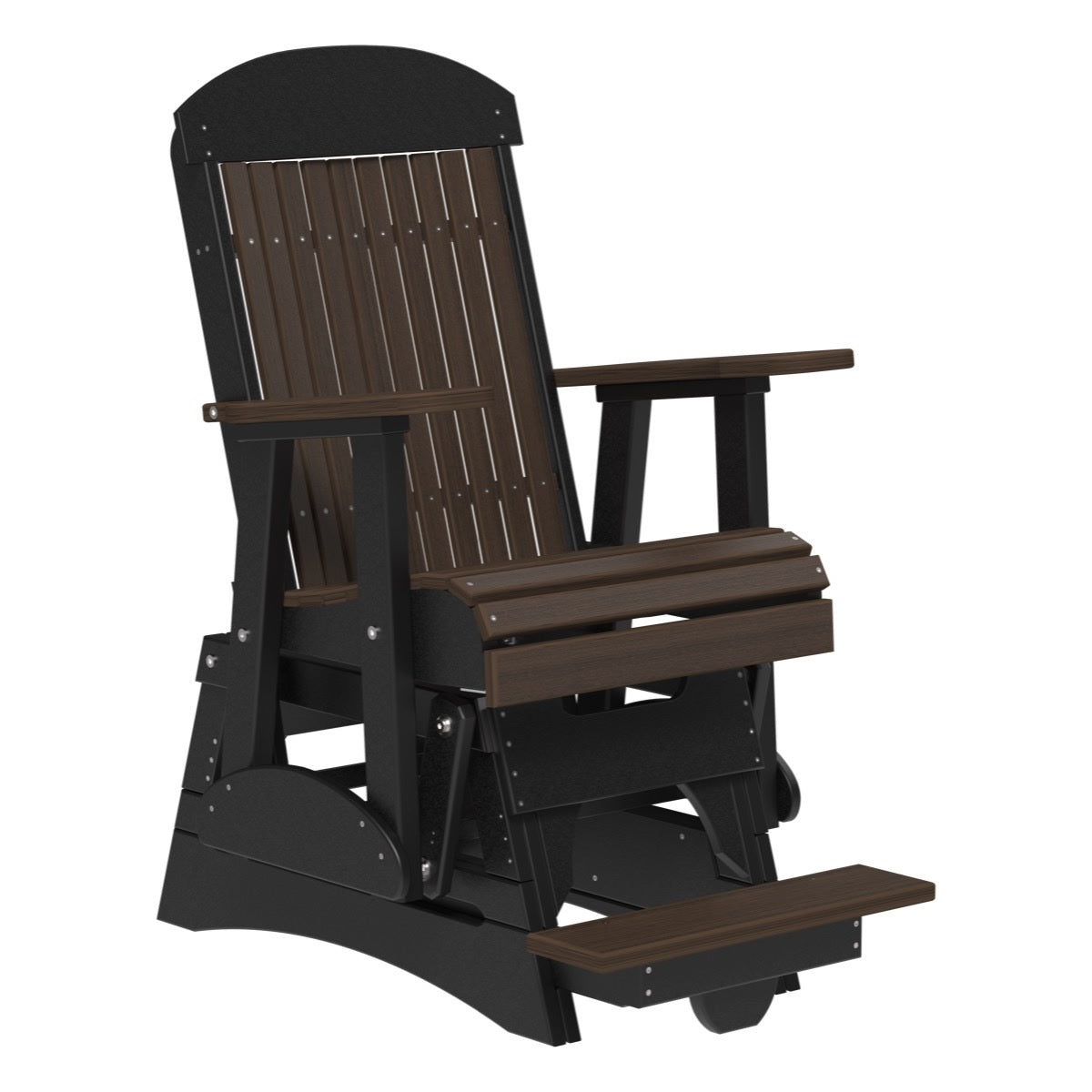 This is the Brazilian Walnut and Black colored balcony glider chair on a white background.