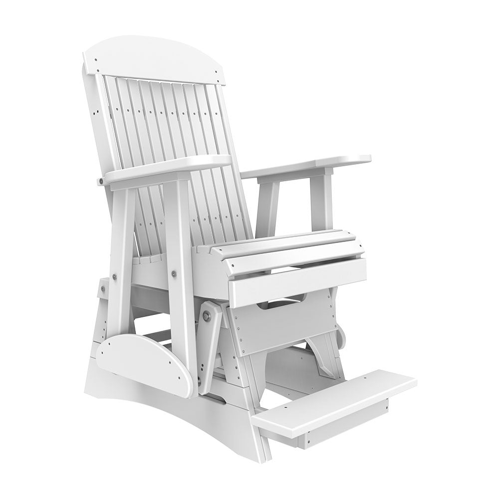 This is the White colored balcony glider chair on a white background.