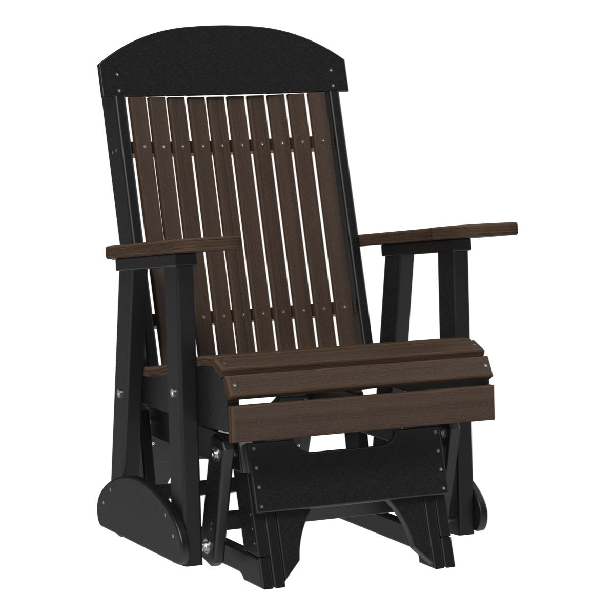 This is the Brazilian Walnut and Black colored classic glider chair on a white background.