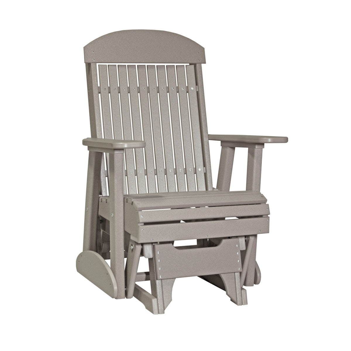 This is the Weatherwood colored classic glider chair on a white background.