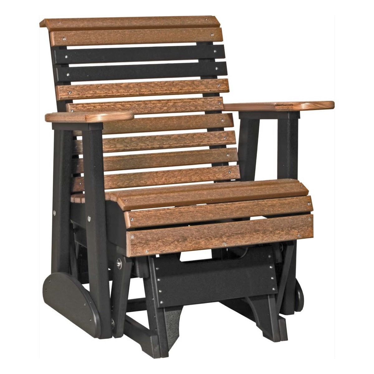 This is the Antique Mahogany and Black colored glider chair on a white background.