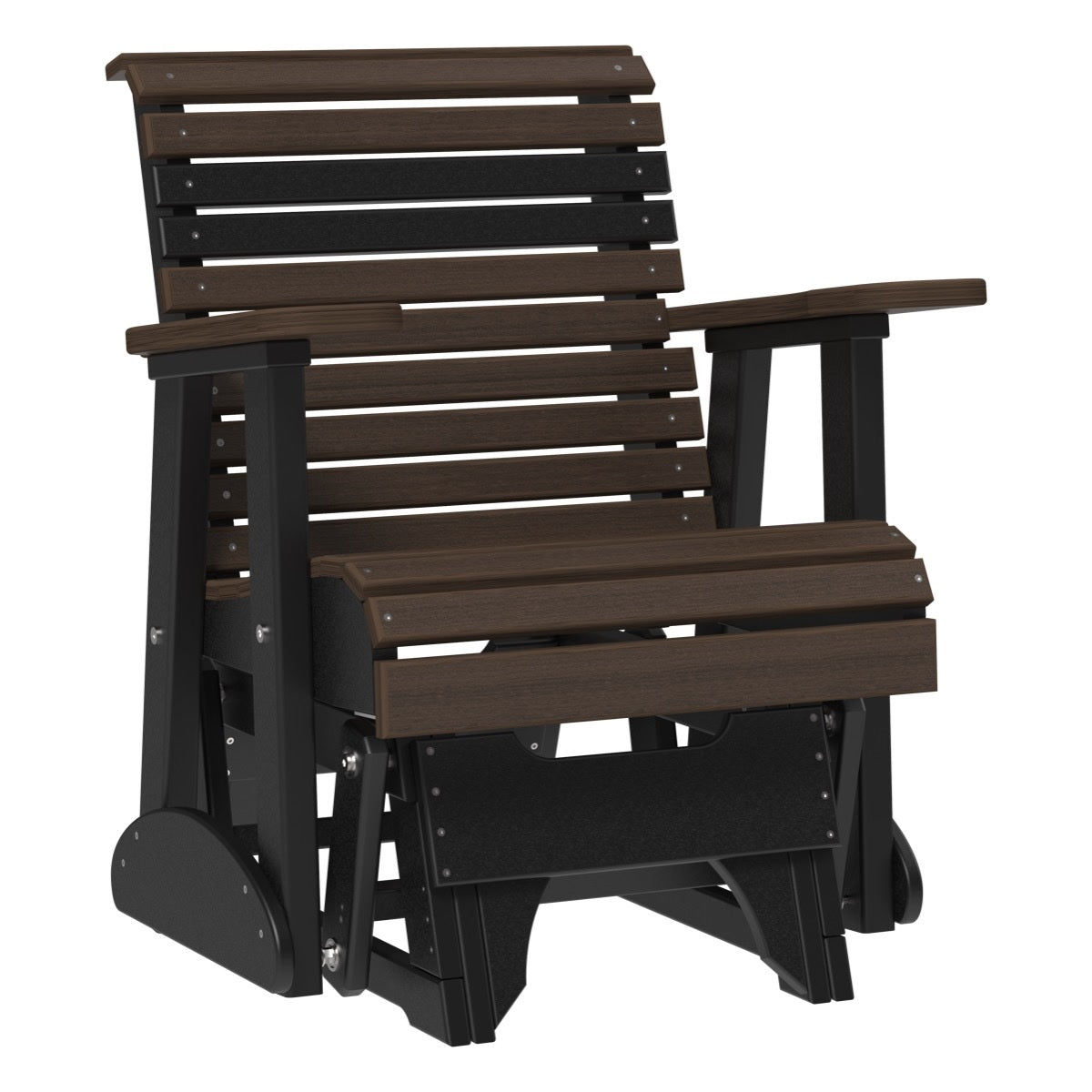 This is the Brazilian Walnut and Black colored glider chair on a white background.