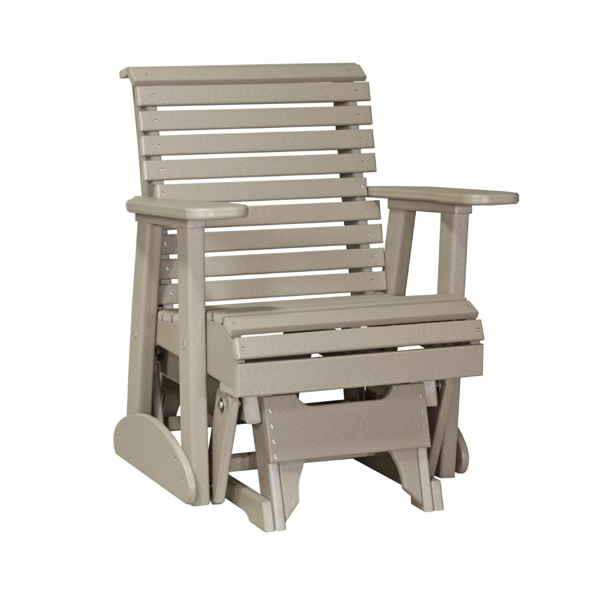 This is the Weatherwood colored glider chair on a white background.