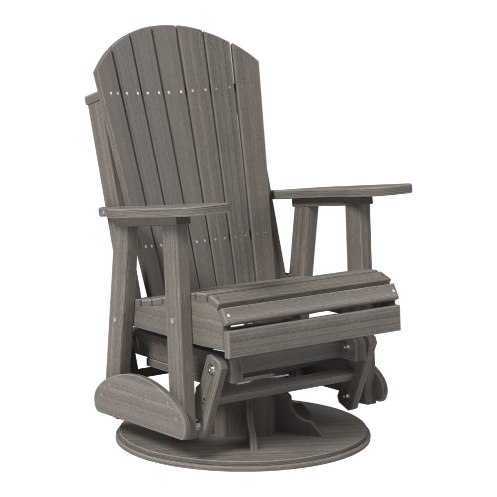 This is the Coastal Gray colored Adirondack swivel glider chair on a white background.