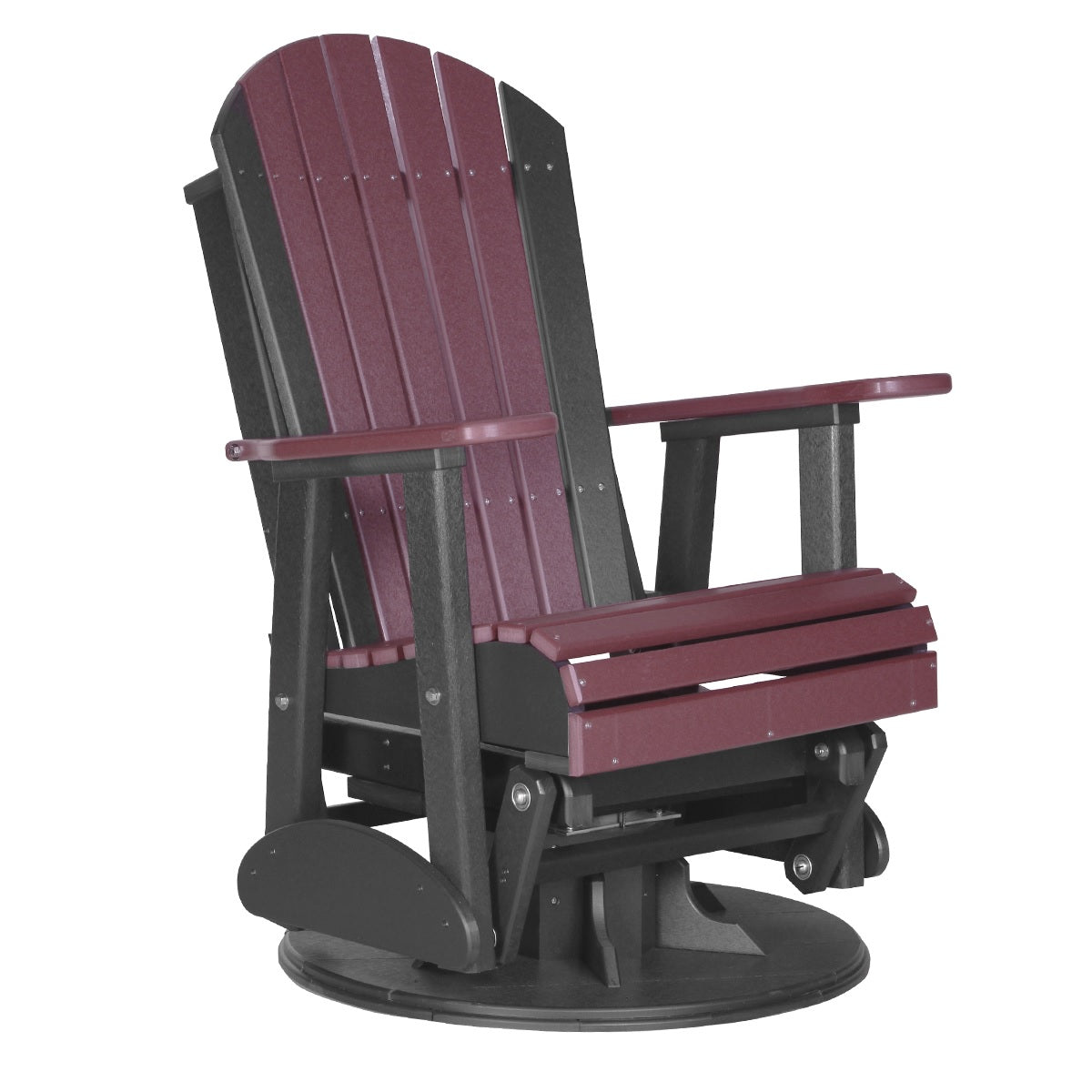 This is the Cherrywood and Black colored Adirondack swivel glider chair on a white background.