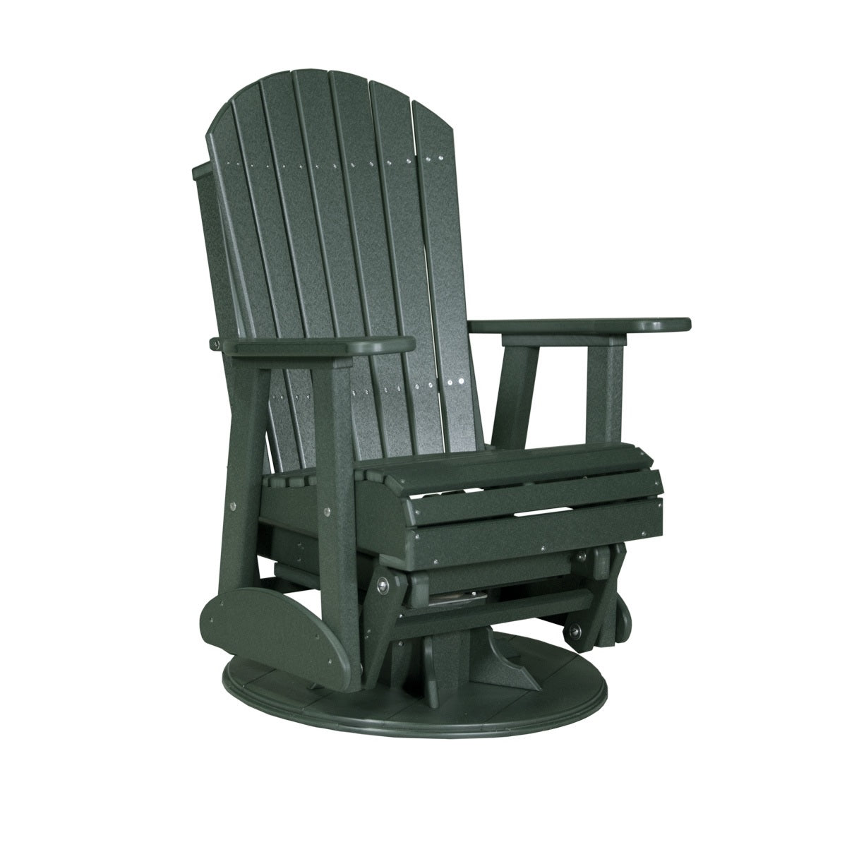 This is the Green colored Adirondack swivel glider chair on a white background.