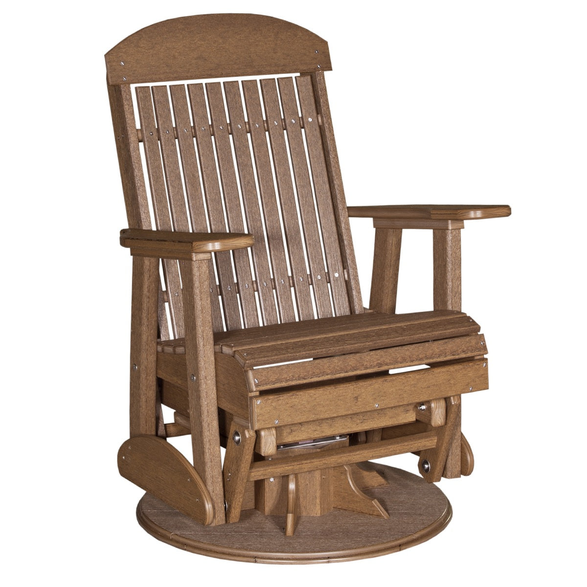 This is the Antique Mahogany colored swivel glider chair on a white background.