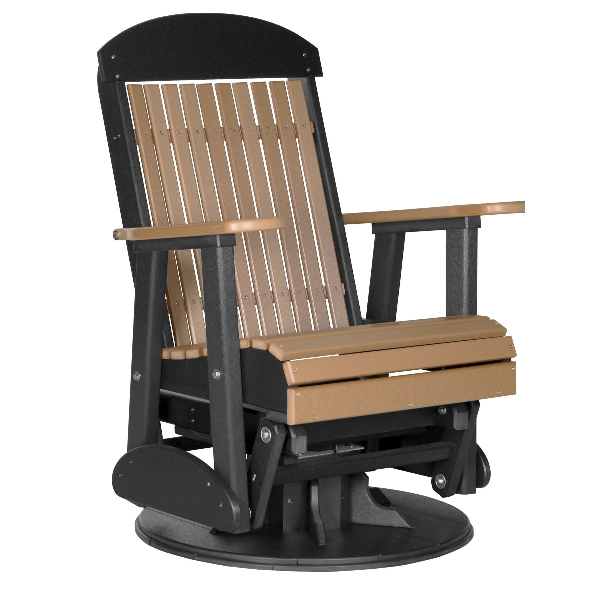 This is the Cedar and Black colored swivel glider chair on a white background.