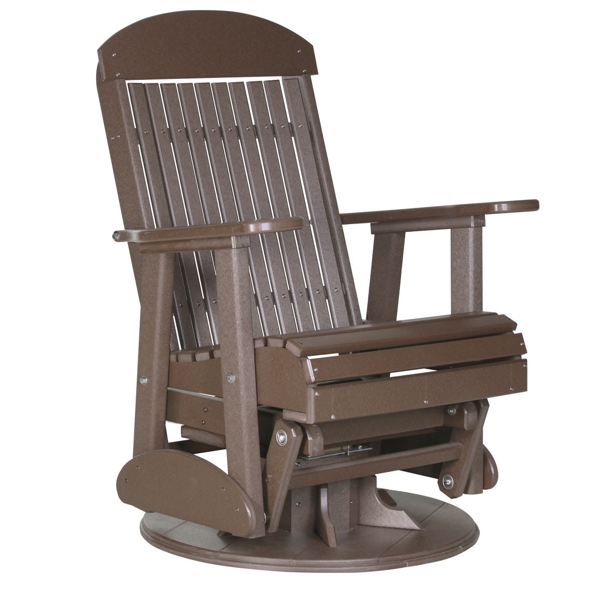 This is the Chestnut Brown colored swivel glider chair on a white background.