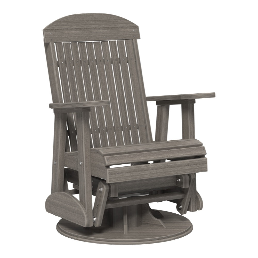 This is the Coastal Gray colored swivel glider chair on a white background.