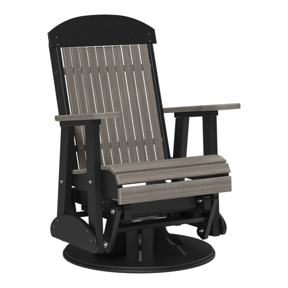 This is the Coastal Gray and Black colored swivel glider chair on a white background.