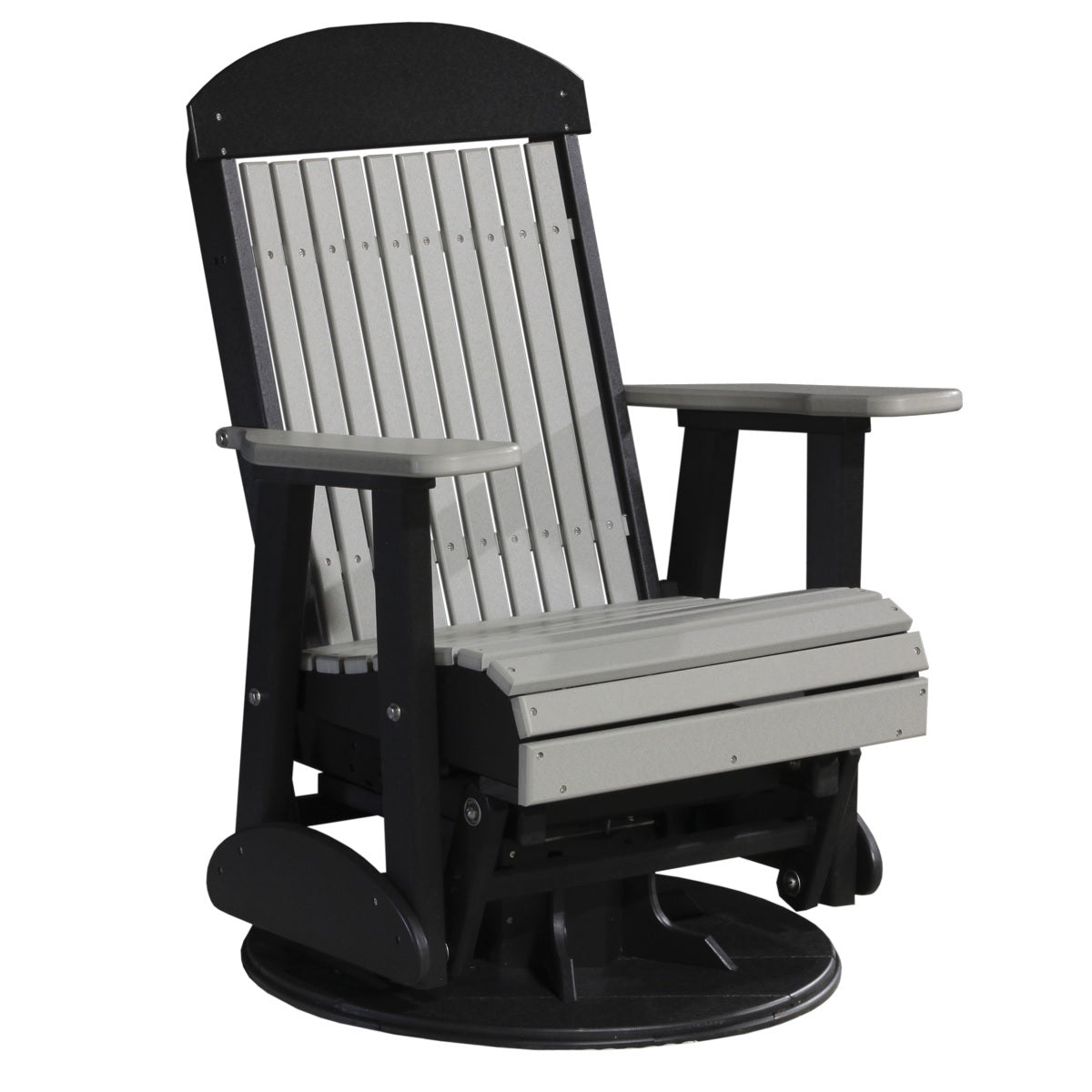 This is the Dove Gray and Black colored swivel glider chair on a white background.