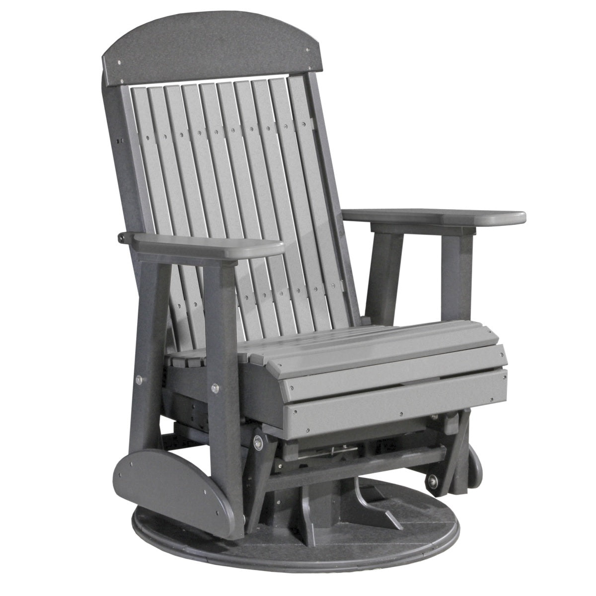 This is the Dove Gray and Slate colored swivel glider chair on a white background.