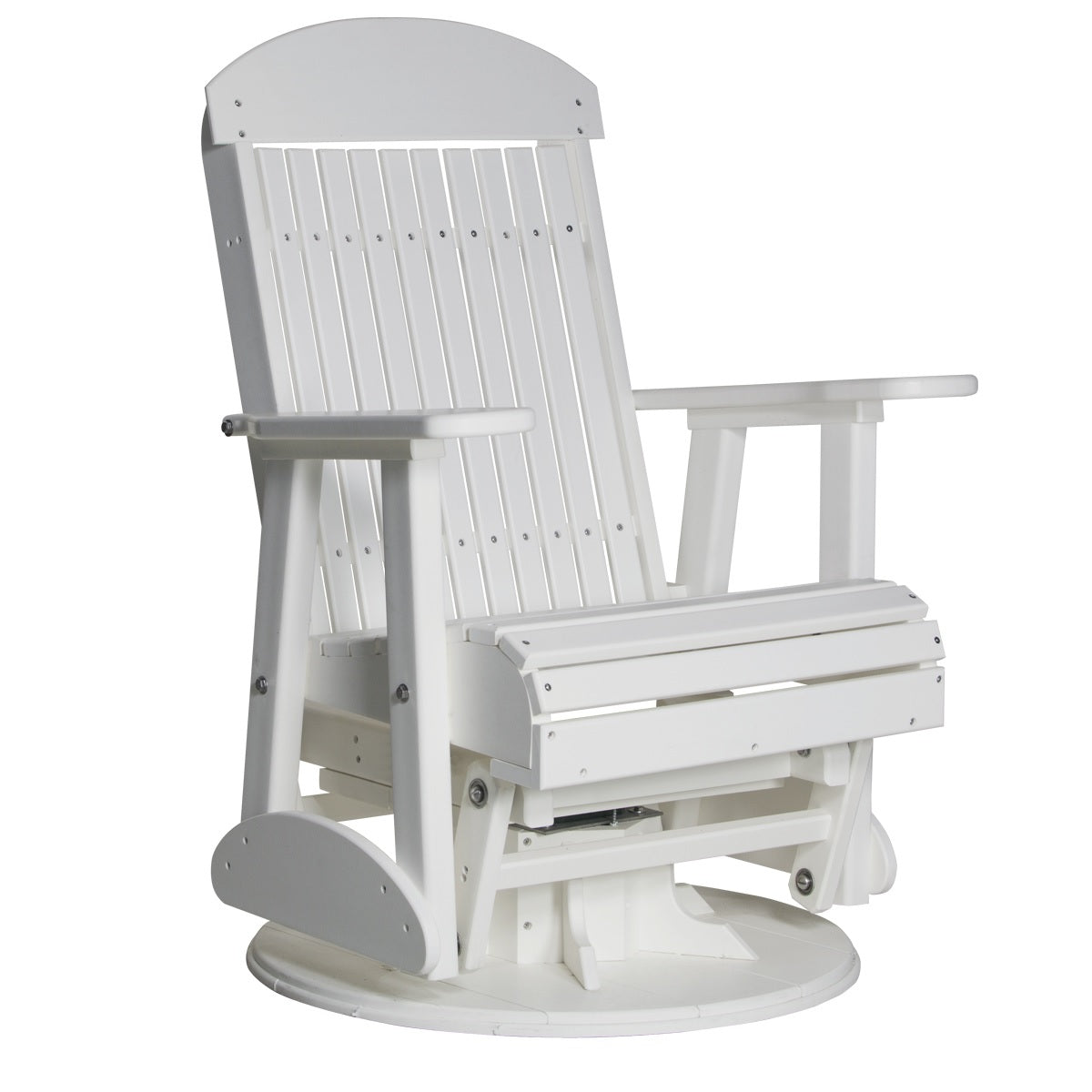 This is the White colored swivel glider chair on a white background.