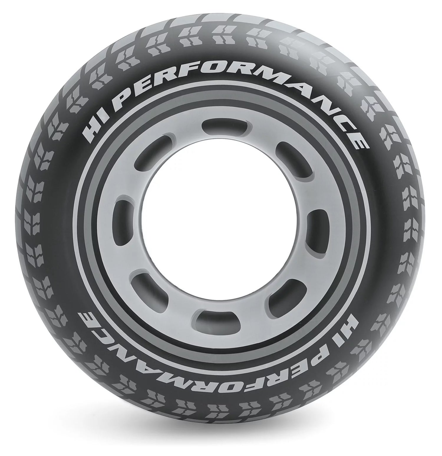 Inflatable inner tube designed to look like a car tire.