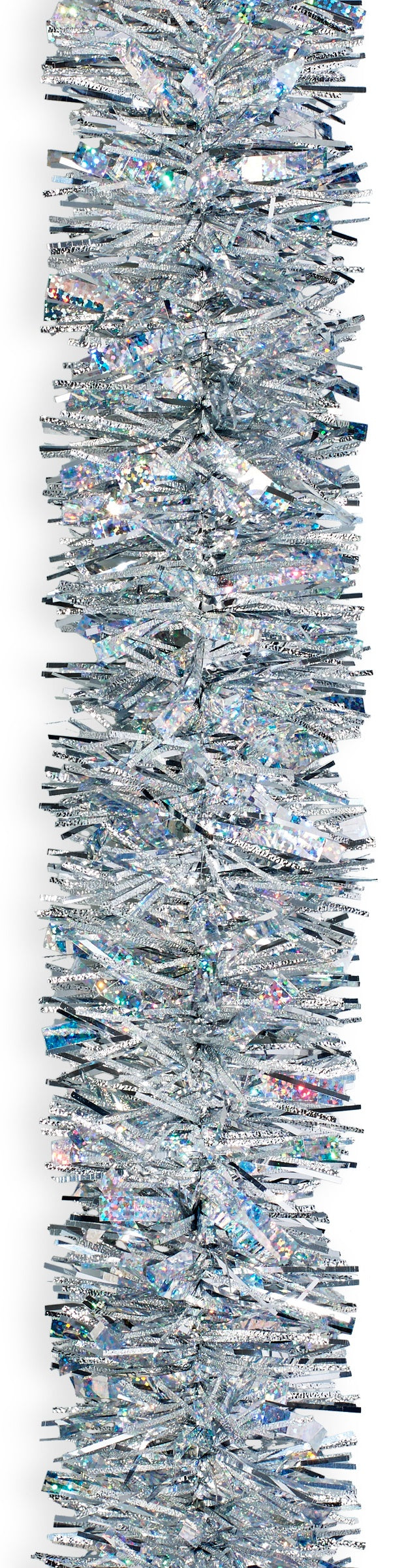 12' Fancy Embossed Laser Silver Tinsel Christmas Garland