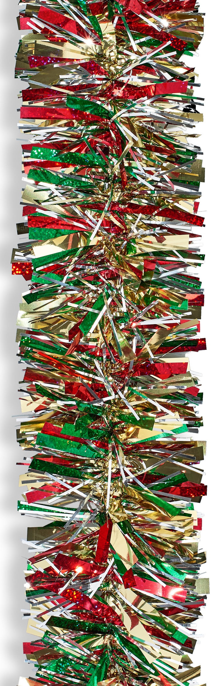 10' Deluxe Deco Laser Red, Green, Midas Gold and Silver Tinsel Garland