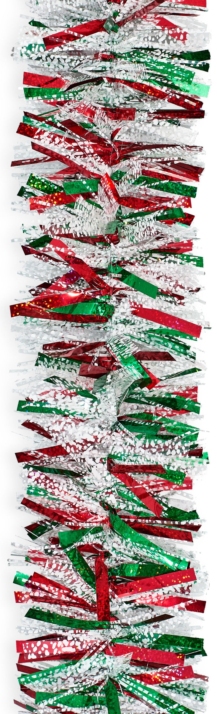 10' Deluxe Deco Laser Red and Green Snowy Tinsel Garland