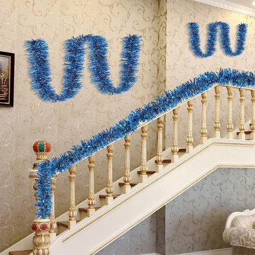 10' Deluxe Blue and Silver Tinsel Garland