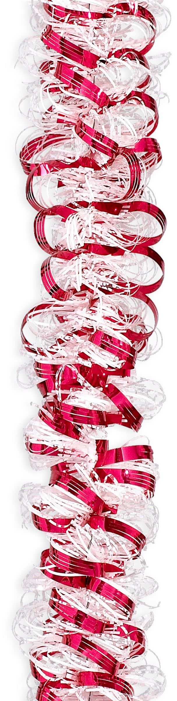 12' Deluxe Red and Snowy White Looped Angel Hair Garland