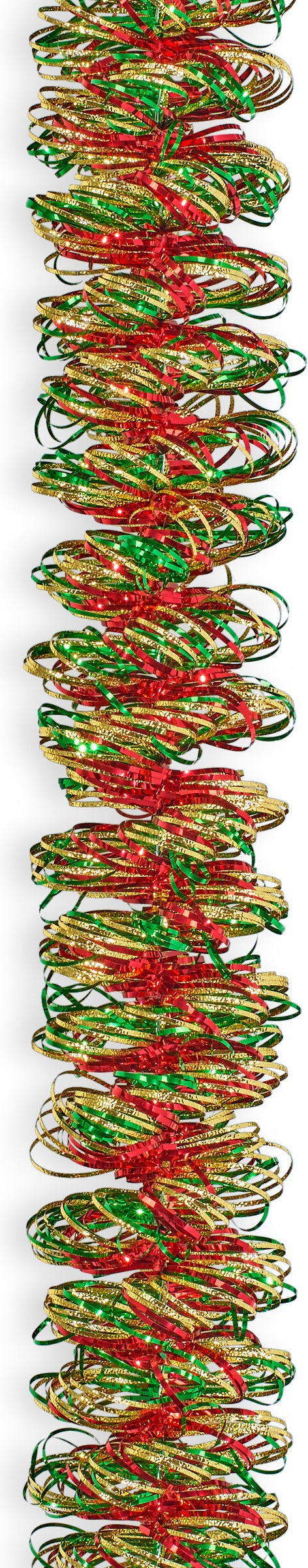 12' Deluxe Gold, Red and Green Angel Hair Tinsel Garland