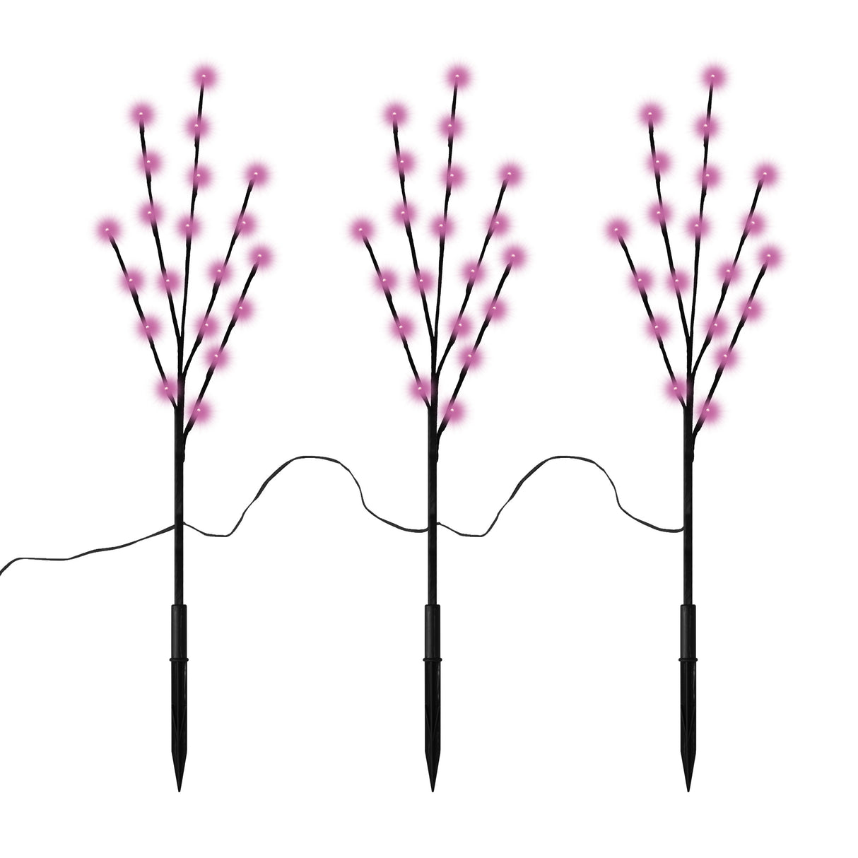 This image shows the three black branches with purple lights on a white background.