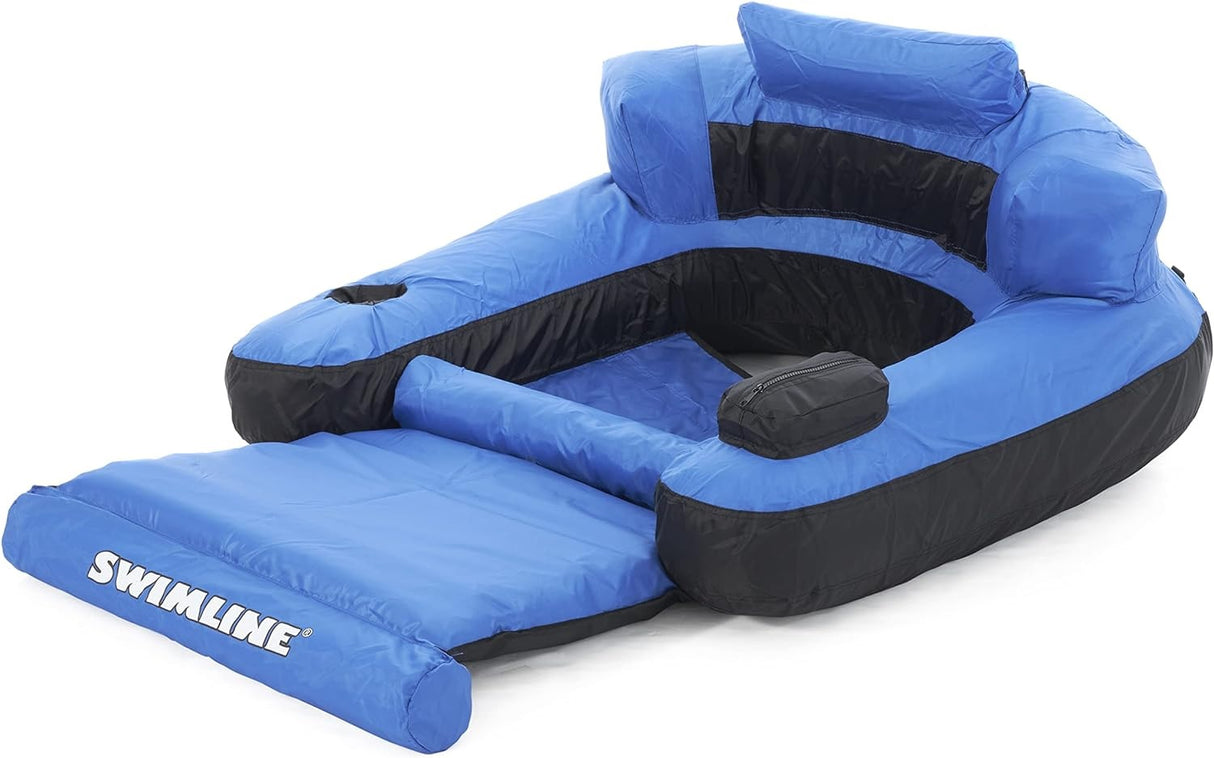 Nylon fabric covered inflatable pool chair.