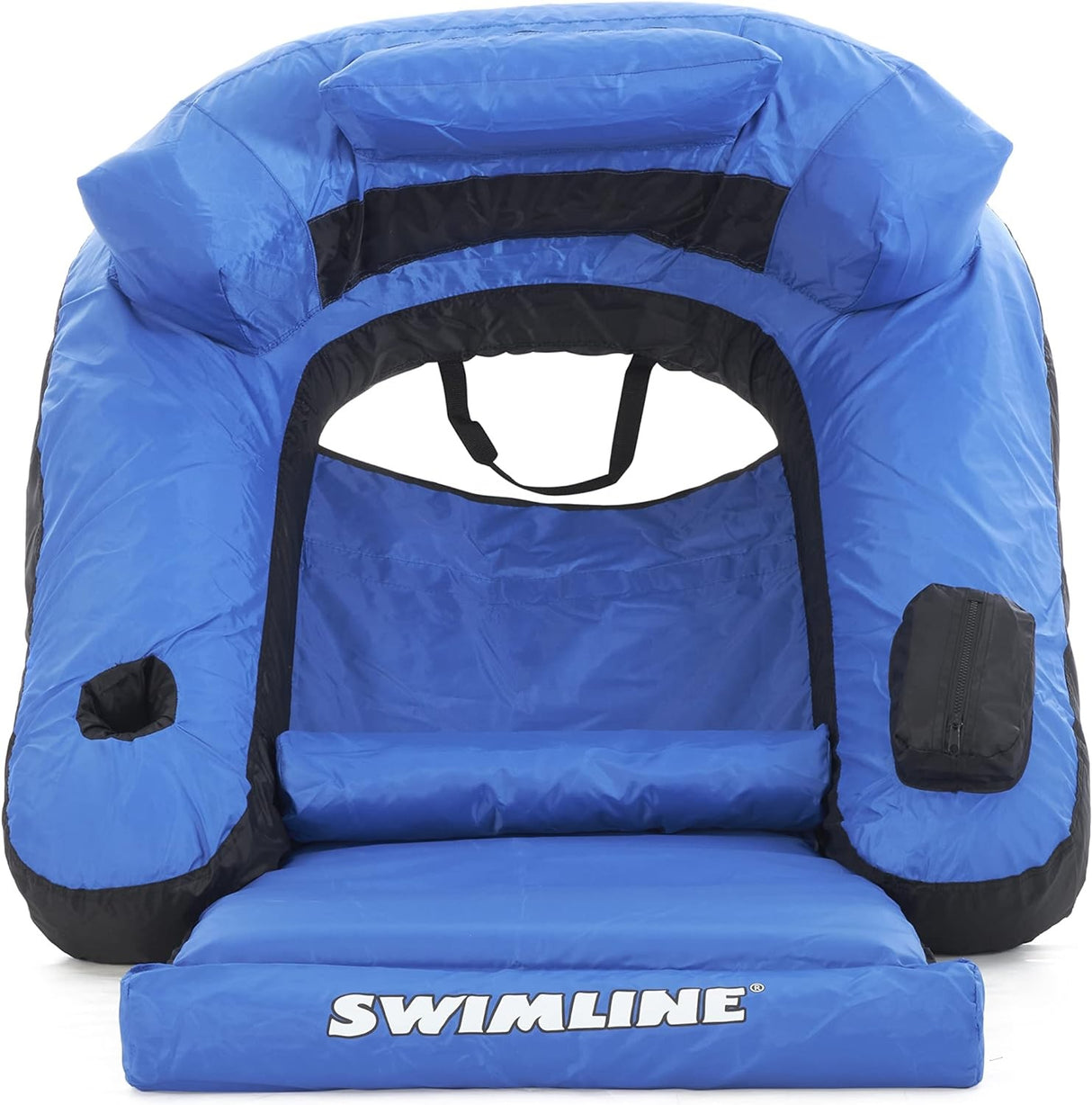 Nylon fabric covered inflatable pool chair.