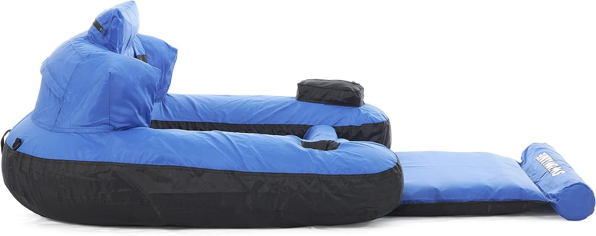 Nylon fabric covered inflatable pool chair.