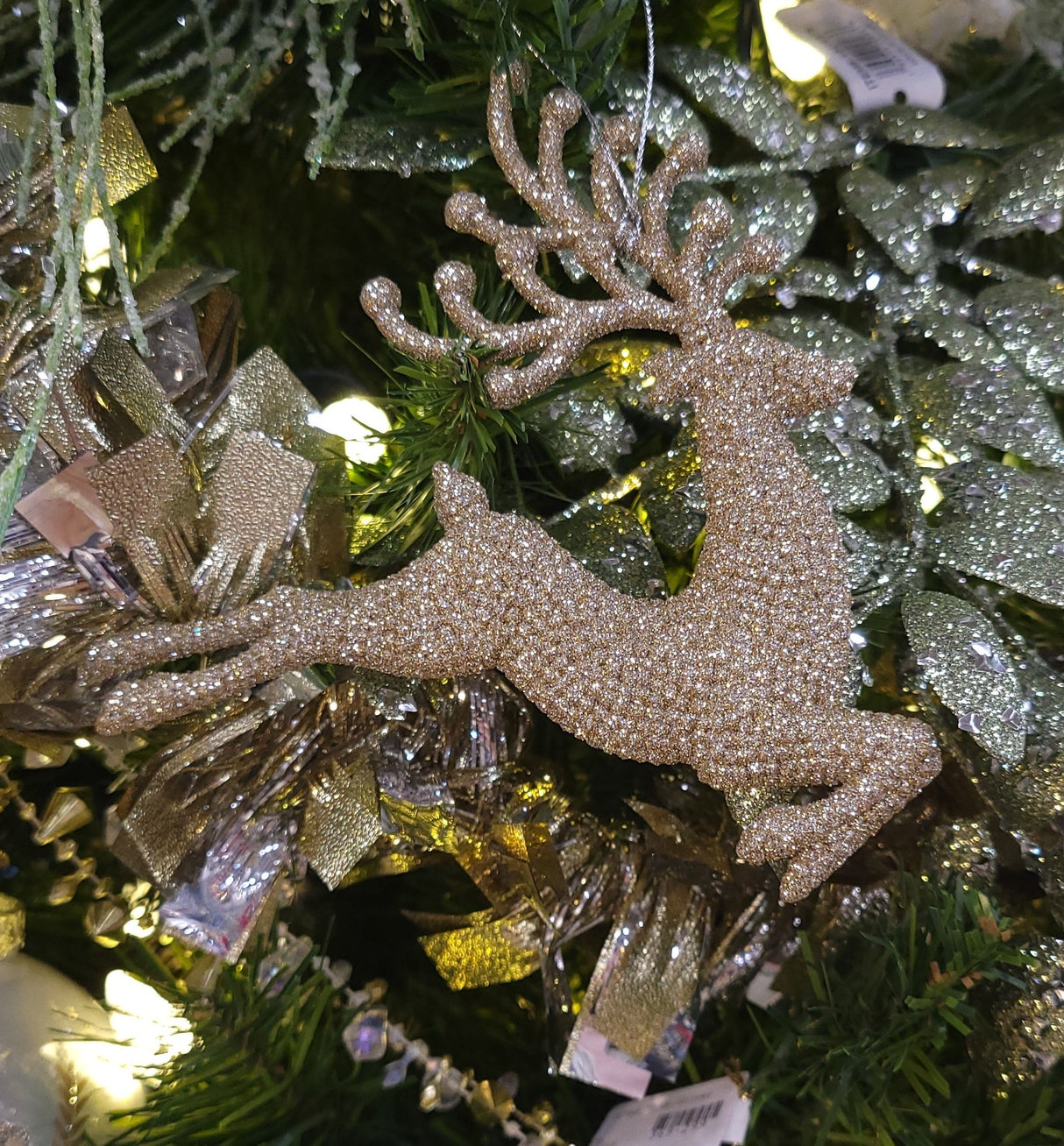 7" Champagne Gold Acrylic Diamond Reindeer Ornament