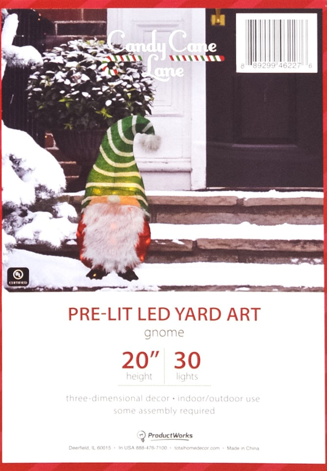 Pre-Lit 3D Gnome Outdoor Yard Decor