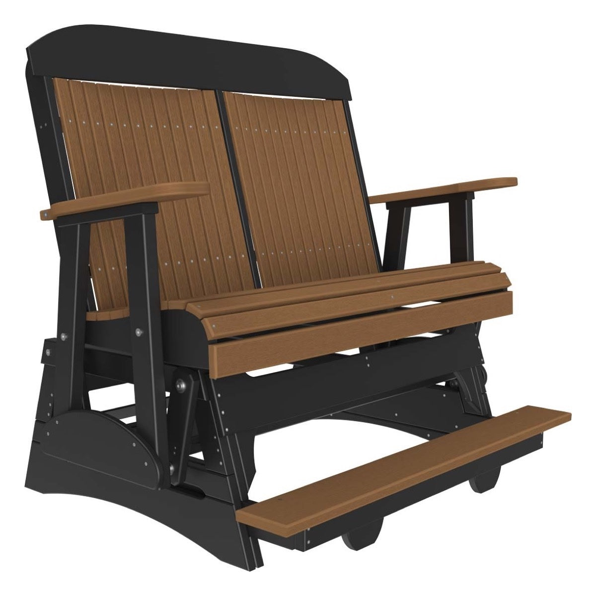 This is the Antique Mahogany and Black colored classic balcony glider bench on a white background.