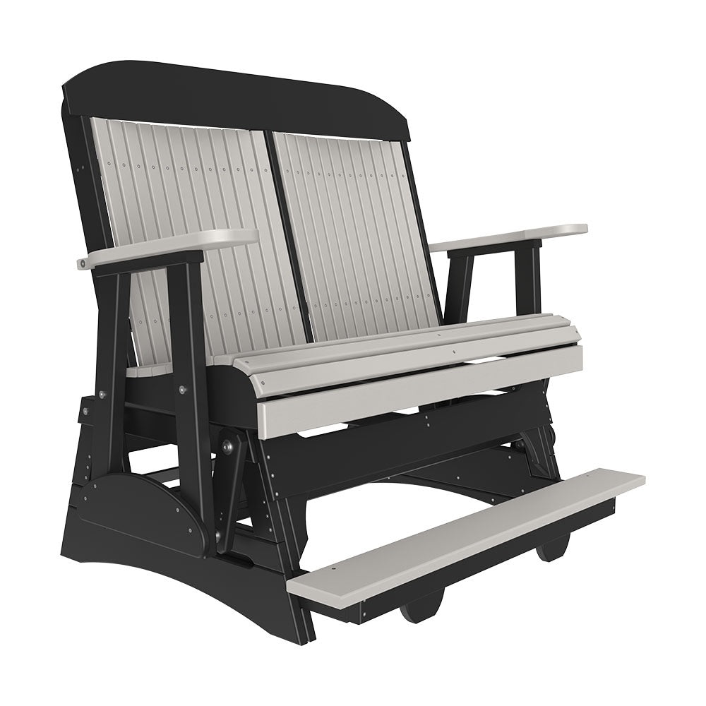 This is the Dove Gray and Black colored classic balcony glider bench on a white background.