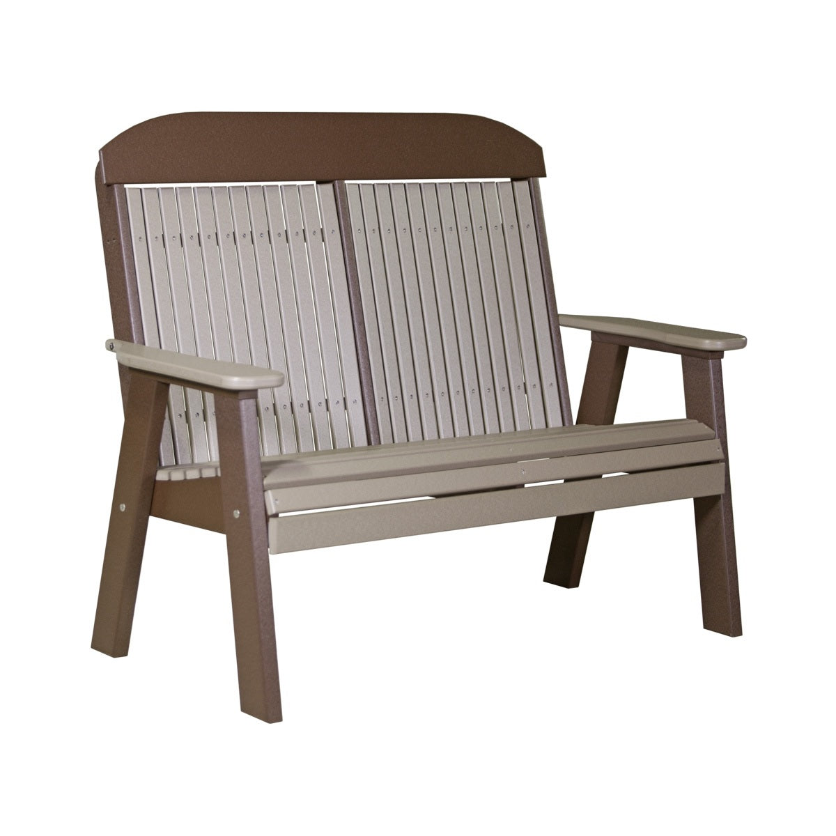 This is the Weatherwood and Chestnut Brown colored bench on a white background.