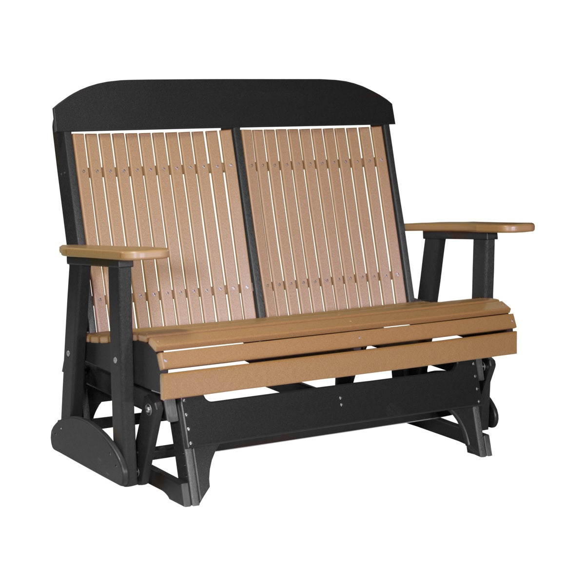 This is the Cedar and Black colored classic glider bench on a white background.