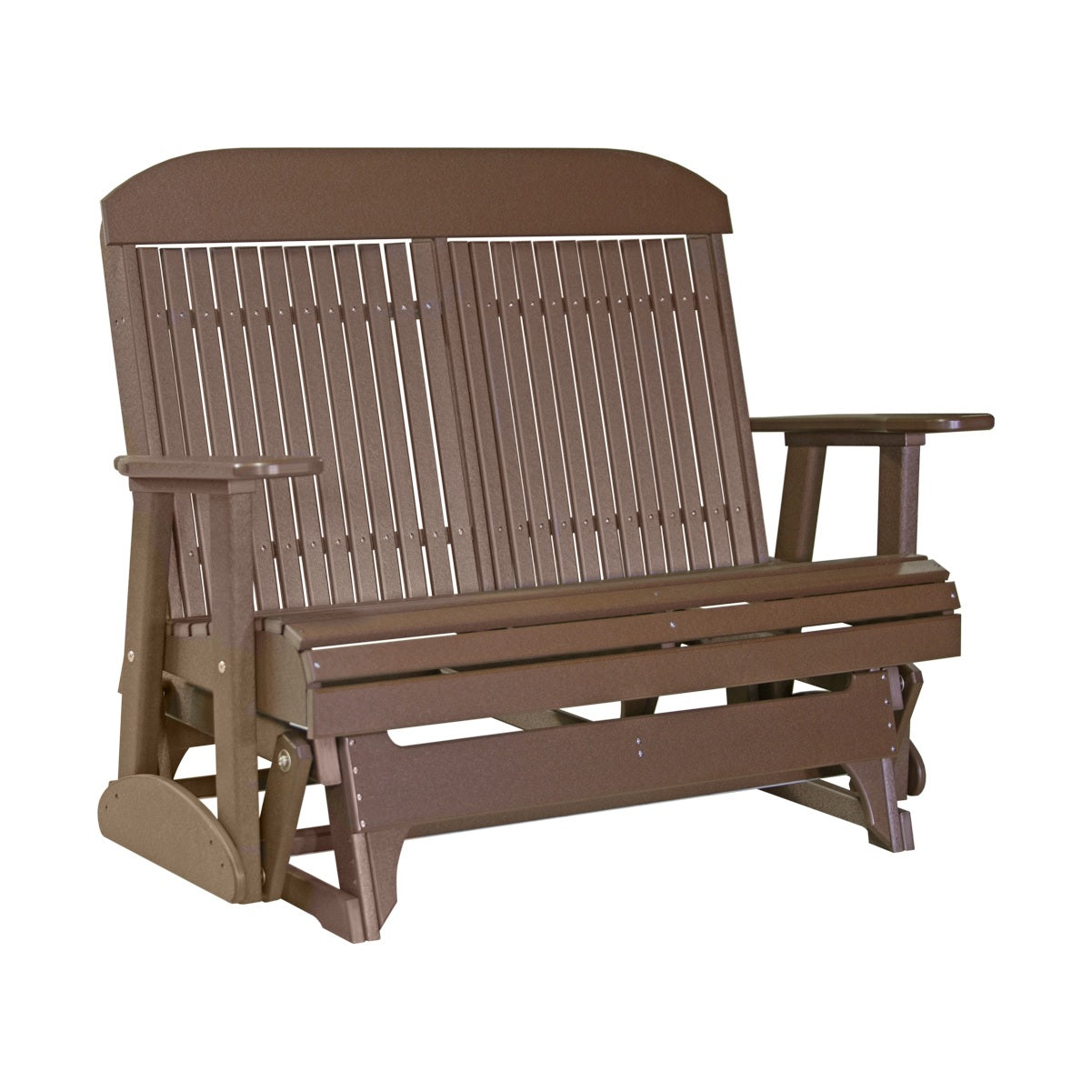 This is the Chestnut Brown colored classic glider bench on a white background.