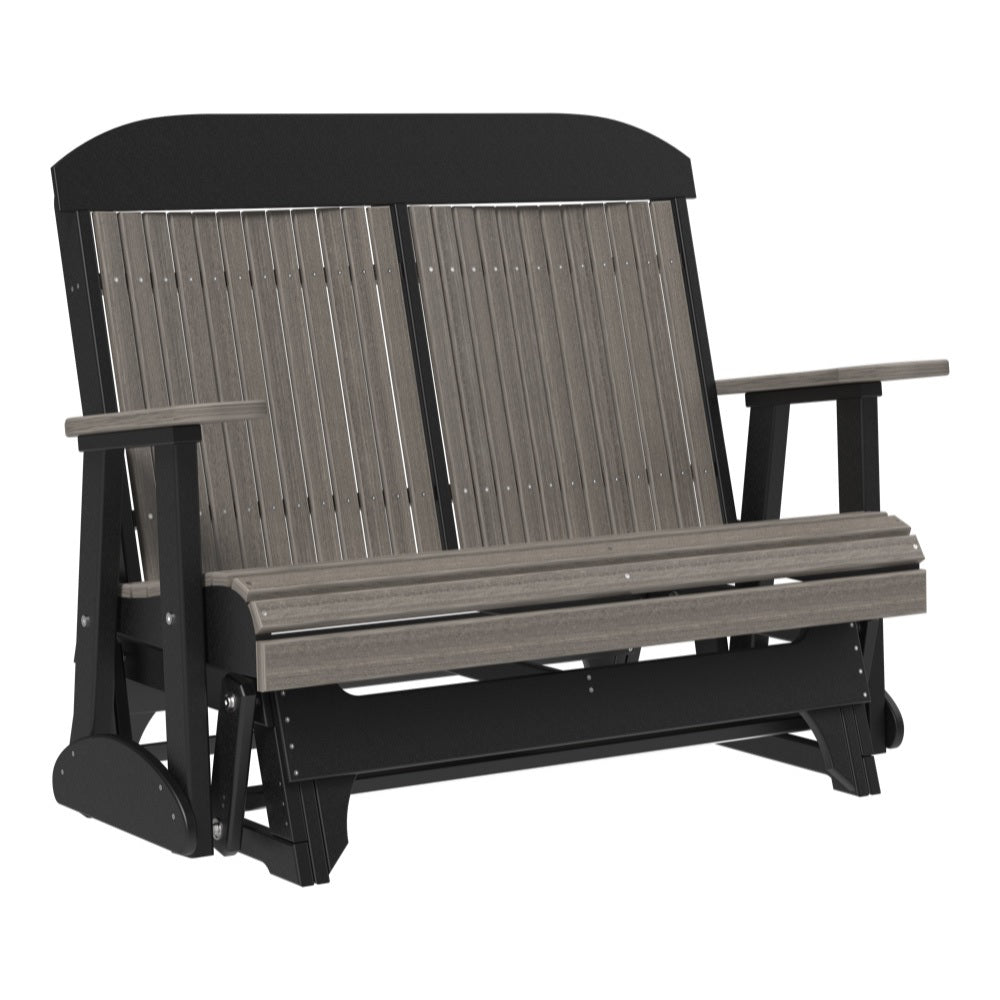 This is the Coastal Gray and Black colored classic glider bench on a white background.