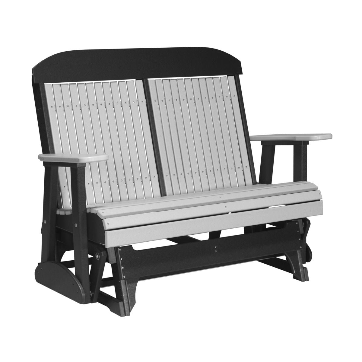 This is the Dove Gray and Black colored classic glider bench on a white background.