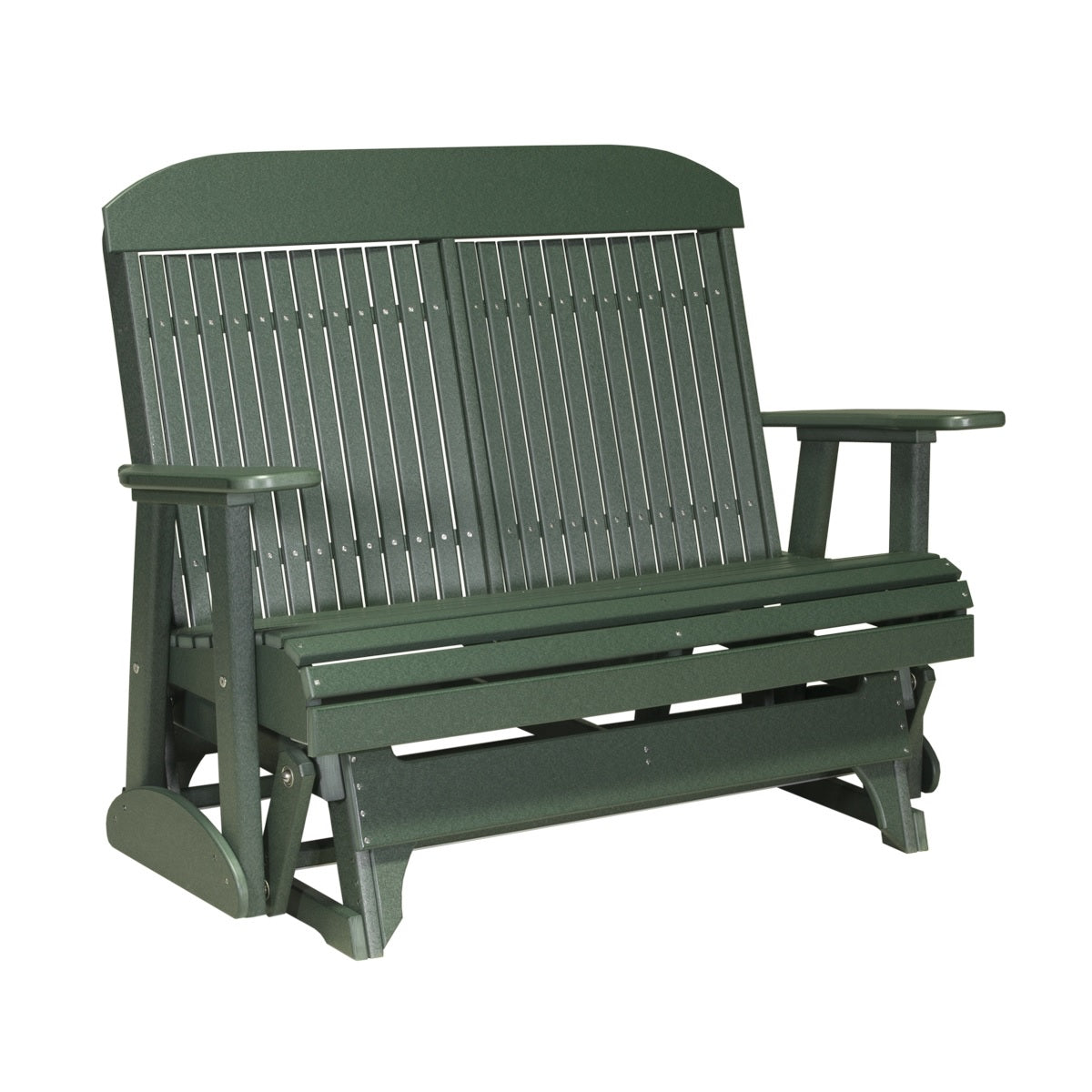 This is the Green colored classic glider bench on a white background.