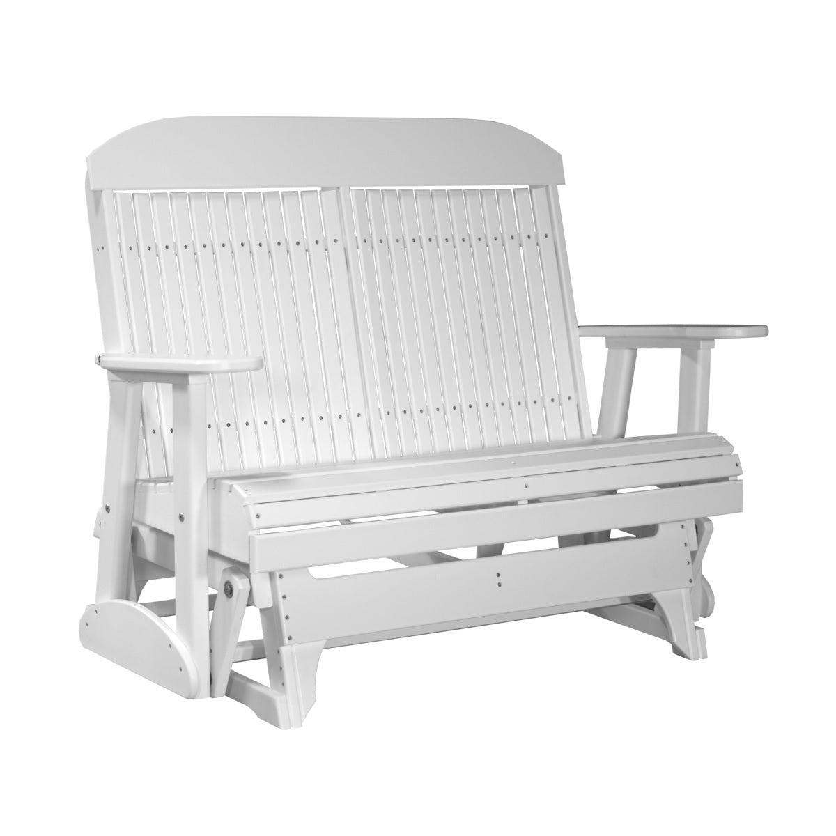 This is the White colored classic glider bench on a white background.