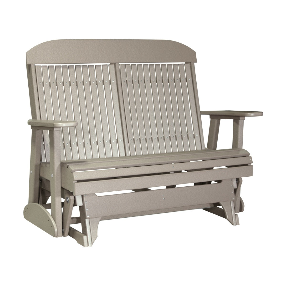 This is the Weatherwood colored classic glider bench on a white background.