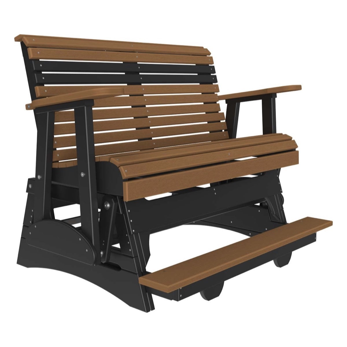 This is the Antique Mahogany and Black colored glider bench on a white background.