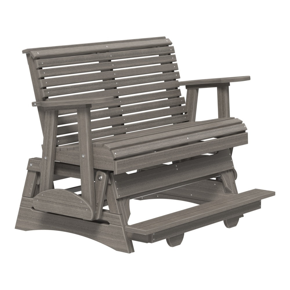 This is the Coastal Gray colored glider bench on a white background.